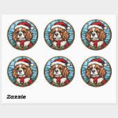 Cavalier King Charles Spanel Glass Weihnachtsfeier Runder Aufkleber (Blatt)