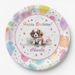 Cavalier King Charles Spanel Watercolor Plate Pappteller