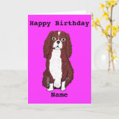 Cavalier King Charles Spaniel Add name Birthday Karte (Gelbe Blume)