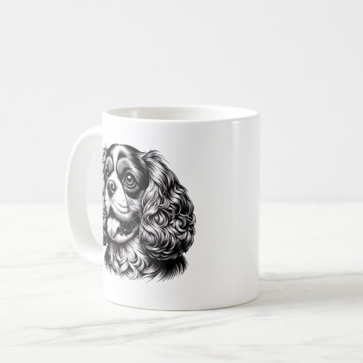 Cavalier King Charles Spaniel Adorable Dog Face Kaffeetasse (Vorderseite Links)