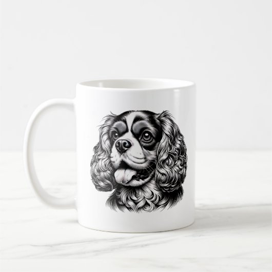 Cavalier King Charles Spaniel Adorable Dog Face Kaffeetasse (Links)