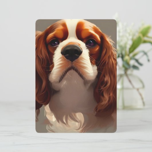 Cavalier King Charles Spaniel AI5 Einladung (Stehend Vorderseite)