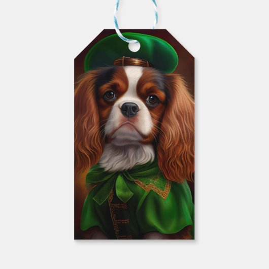 Cavalier King Charles Spaniel am St. Patrick's Day Geschenkanhänger (Rückseite)
