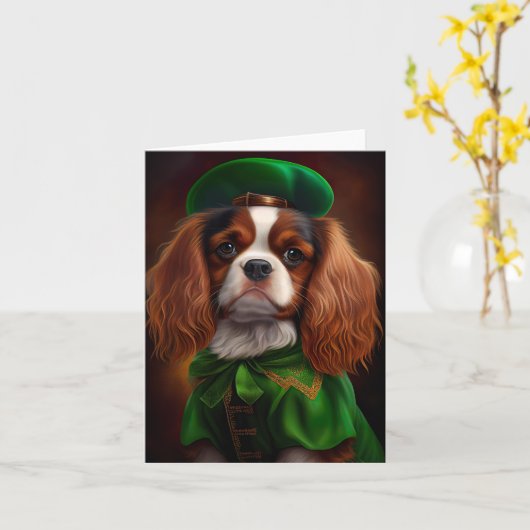Cavalier King Charles Spaniel am St. Patrick's Day Karte (Gelbe Blume)