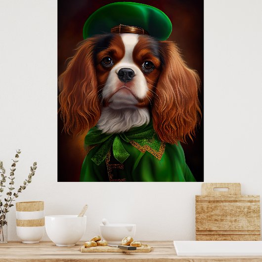 Cavalier King Charles Spaniel am St. Patrick's Day Poster (Küche)