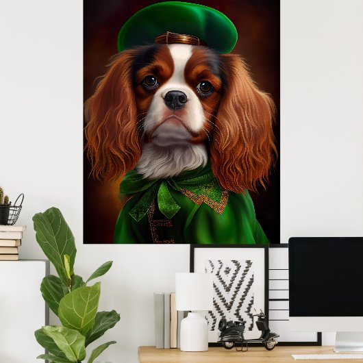 Cavalier King Charles Spaniel am St. Patrick's Day Poster (Heimbüro)