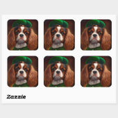 Cavalier King Charles Spaniel am St. Patrick's Day Quadratischer Aufkleber (Blatt)