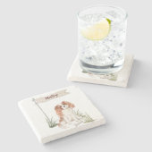 Cavalier King Charles Spaniel Anpassbarer Name Steinuntersetzer (Seitenansicht)