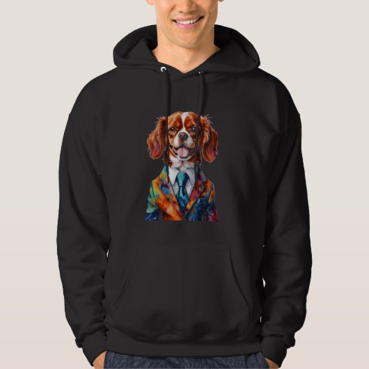 Cavalier King Charles Spaniel Anzug Dog Funny Prin Hoodie (Vorderseite)