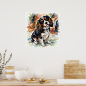 Cavalier King Charles Spaniel Aquarell-Porträt Poster (Küche)