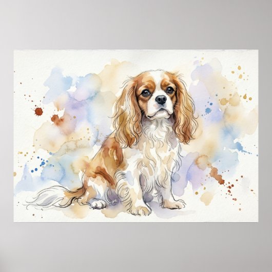 Cavalier King Charles Spaniel Aquarellposter | Poster (Vorne)