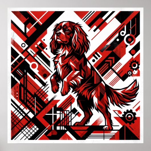 Cavalier King Charles Spaniel Art Deco Poster | Bo (Vorne)