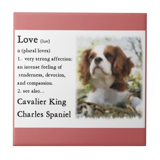 Cavalier King Charles Spaniel Art Liebe is Fliese (Vorderseite)