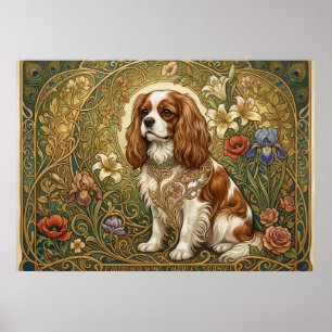 Cavalier King Charles Spaniel Art Nouveau Poster  