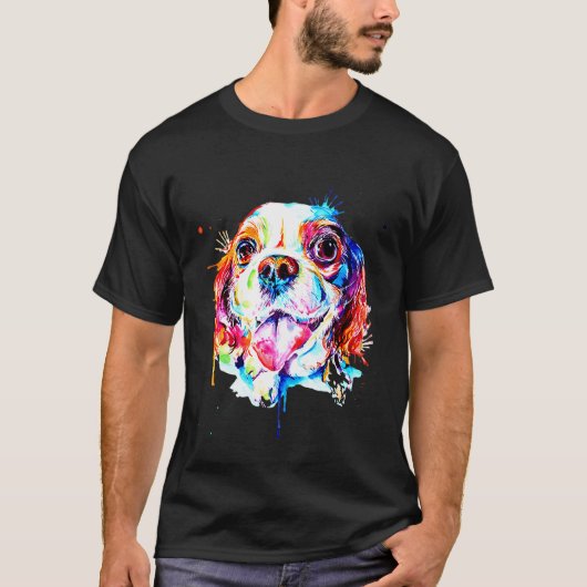 Cavalier King Charles Spaniel Artistic Funny Birth T-Shirt (Vorderseite)