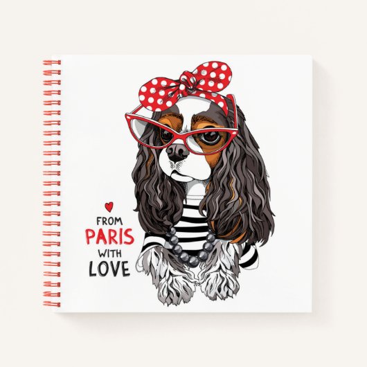Cavalier King Charles Spaniel aus Paris mit Liebe Notizblock (Vorderseite)