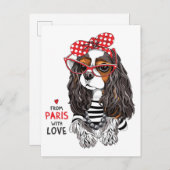 Cavalier King Charles Spaniel aus Paris mit Liebe Postkarte (Vorne/Hinten)
