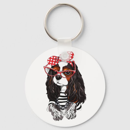 Cavalier King Charles Spaniel aus Paris mit Liebe Schlüsselanhänger (Vorderseite)