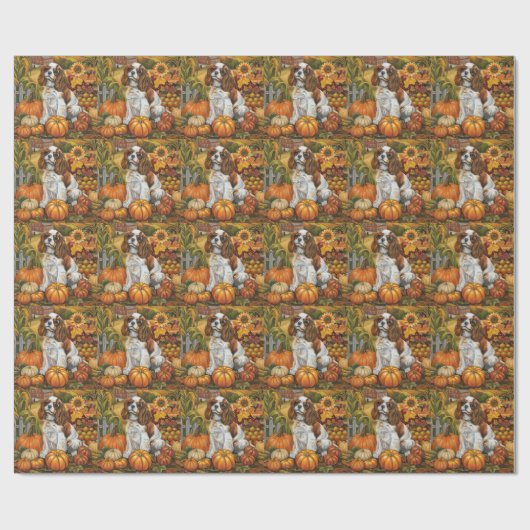 Cavalier King Charles Spaniel Autumn Erntedank Geschenkpapier (Flach)