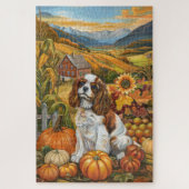 Cavalier King Charles Spaniel Autumn Erntedank Puzzle (Vertikal)