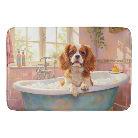 Cavalier King Charles Spaniel Badezeit Elegant Ba Badematte (Vorderseite)