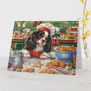 Cavalier King Charles Spaniel beim Weihnachtsbacke Karte