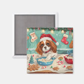 Cavalier King Charles Spaniel beim Weihnachtsbacke Magnet (Vorderseite/Rückseite)