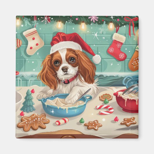 Cavalier King Charles Spaniel beim Weihnachtsbacke Magnet (Vorne)