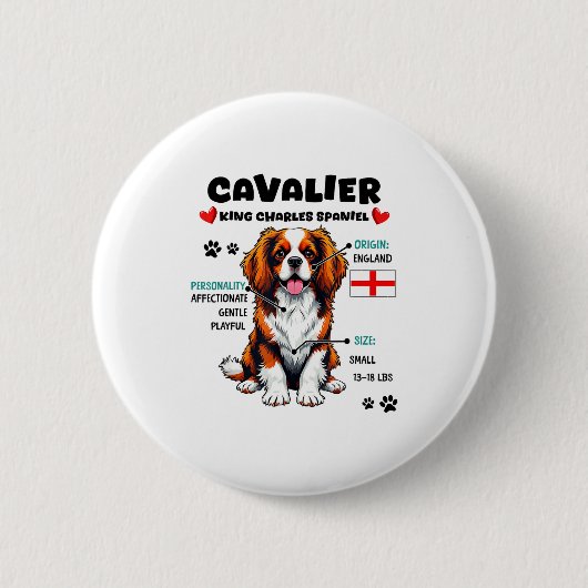 Cavalier King Charles Spaniel Besitzer Lustiger Hu Button (Vorderseite)