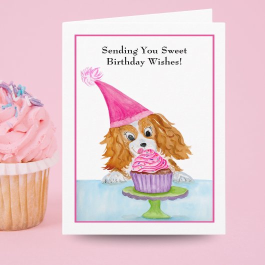 Cavalier King Charles Spaniel Birthday Wishings Karte