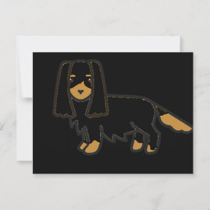 cavalier king charles spaniel black and tan cartoo postkarte