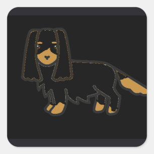 cavalier king charles spaniel black and tan cartoo quadratischer aufkleber