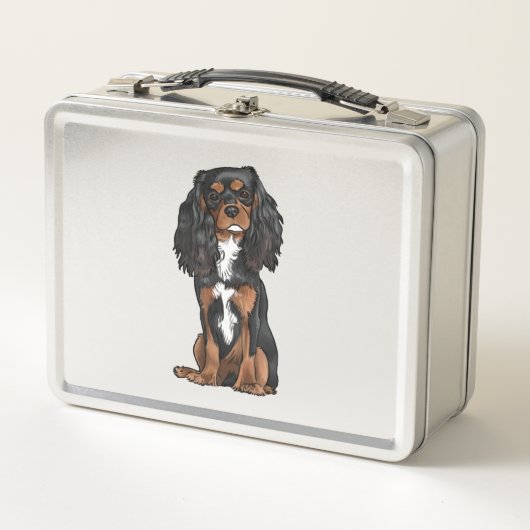 Cavalier King Charles Spaniel - Black and Tan Metall Brotdose (Vorderseite)
