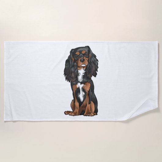 Cavalier King Charles Spaniel - Black and Tan Strandtuch (Vorderseite)