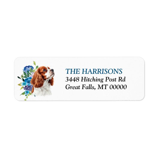 Cavalier King Charles Spaniel Blaues Florales  (Vorne)