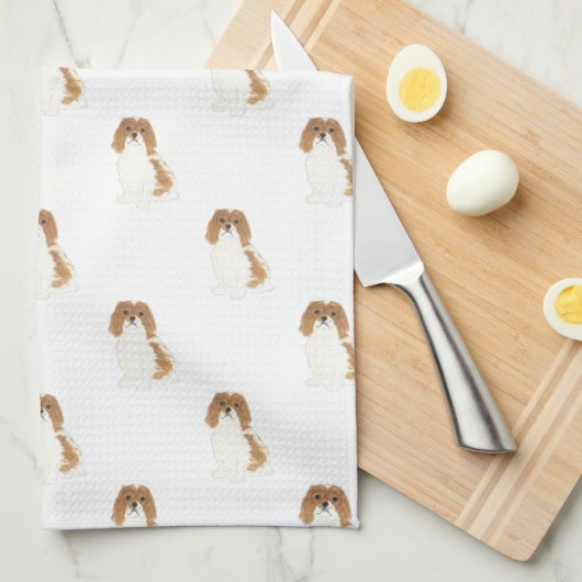 Cavalier King Charles Spaniel (Blenheim) Geschirrtuch (Viertel Falte)