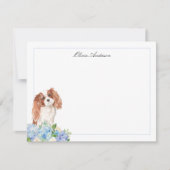 Cavalier King Charles Spaniel Blue Hydrangea Mitteilungskarte (Vorderseite)
