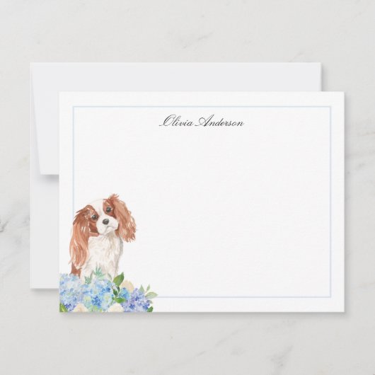 Cavalier King Charles Spaniel Blue Hydrangea Mitteilungskarte (Vorderseite)