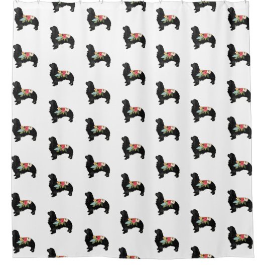 Cavalier King Charles Spaniel Bohemisch Floral Duschvorhang (Vorderseite)