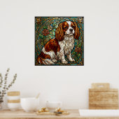 Cavalier King Charles Spaniel Buntglasposter Poster (Küche)