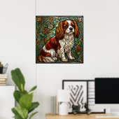 Cavalier King Charles Spaniel Buntglasposter Poster (Heimbüro)