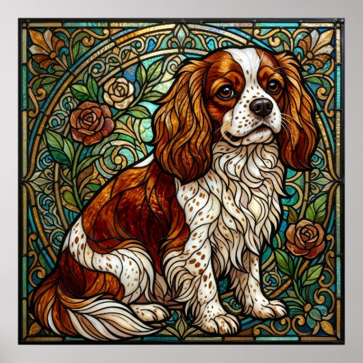 Cavalier King Charles Spaniel Buntglasposter Poster (Vorne)