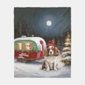 Cavalier King Charles Spaniel Caravan Weihnachten Fleecedecke (Vorderseite)