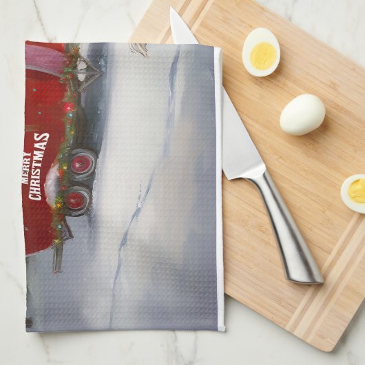 Cavalier King Charles Spaniel Caravan Weihnachten Geschirrtuch (Viertel Falte)