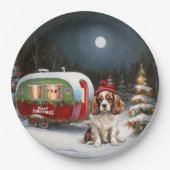 Cavalier King Charles Spaniel Caravan Weihnachten Pappteller (Vorderseite)