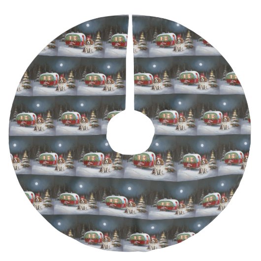 Cavalier King Charles Spaniel Caravan Weihnachten Polyester Weihnachtsbaumdecke (Vorderseite)