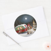 Cavalier King Charles Spaniel Caravan Weihnachten Runder Aufkleber (Umschlag)