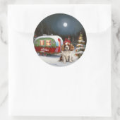Cavalier King Charles Spaniel Caravan Weihnachten Runder Aufkleber (Tasche)