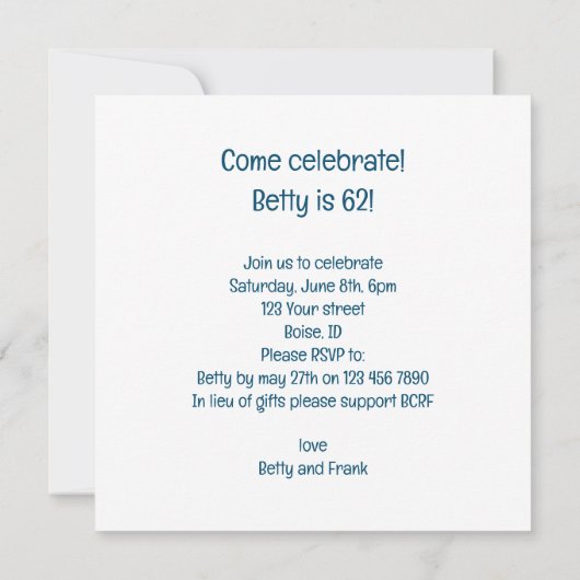 Cavalier King Charles Spaniel card, Cavalier Einladung (Rückseite)