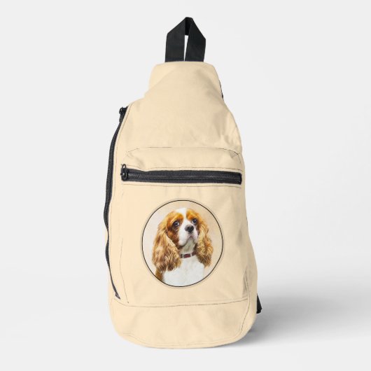 Cavalier King Charles Spaniel Cav Dog Art Malerei Crossbody Bag (Vorderseite)